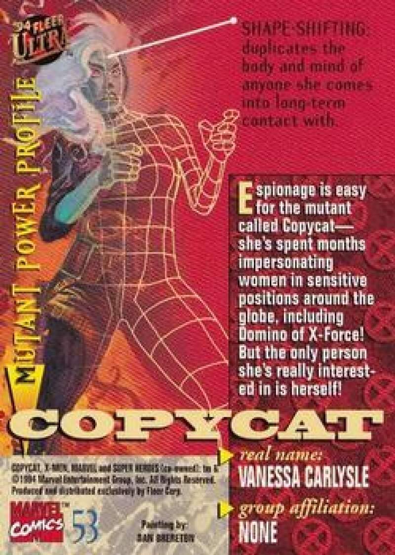 1994 Ultra X-Men NonSport #53 Copycat Official Marvel Standard